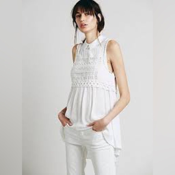 Free People Twice as Nice Sleeveless Boho Tunic Size Medium Wedding Bridal Grad - Picture 2 of 10